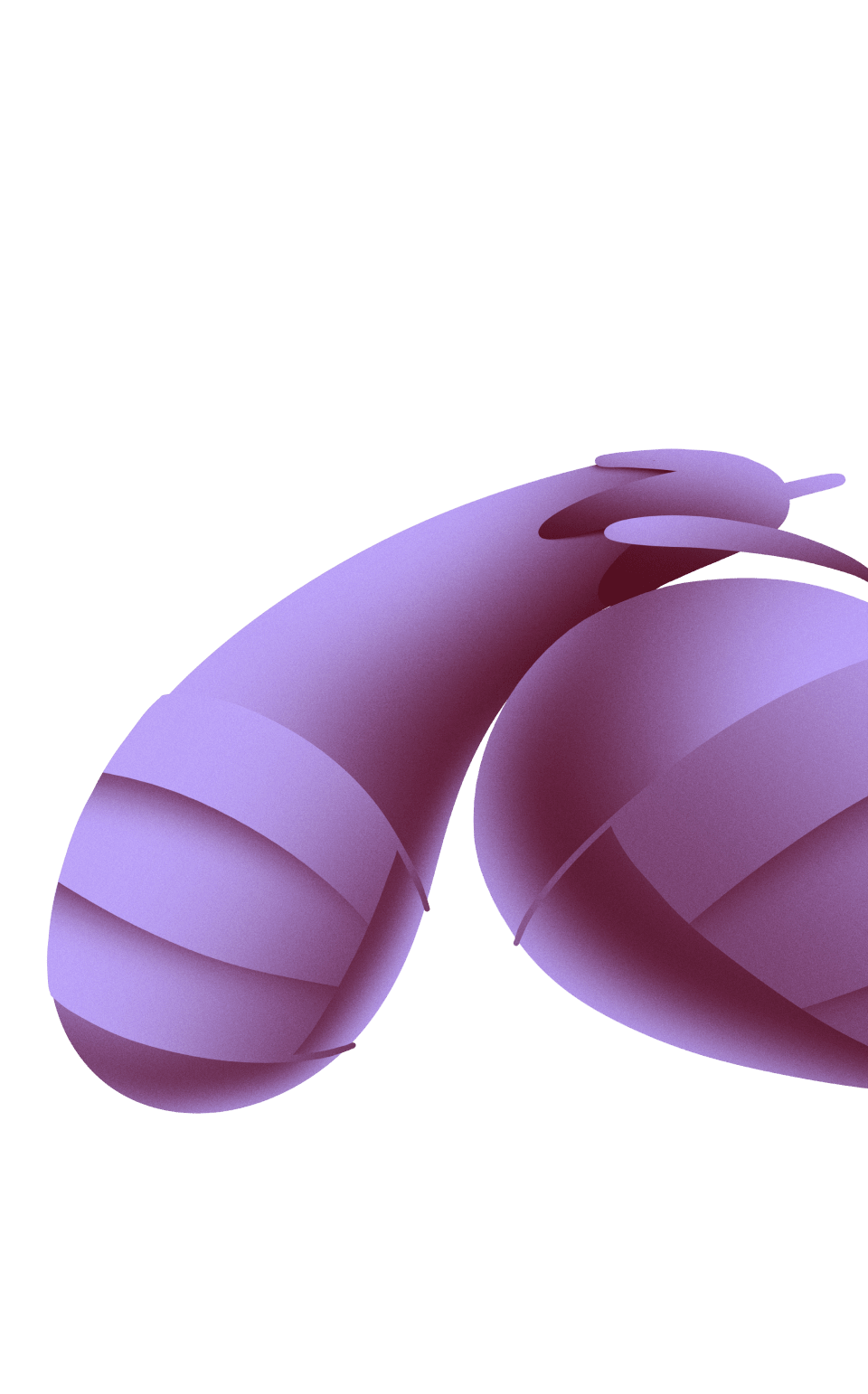 Purple illustration of an eggplant and peach wrapped in bandages.